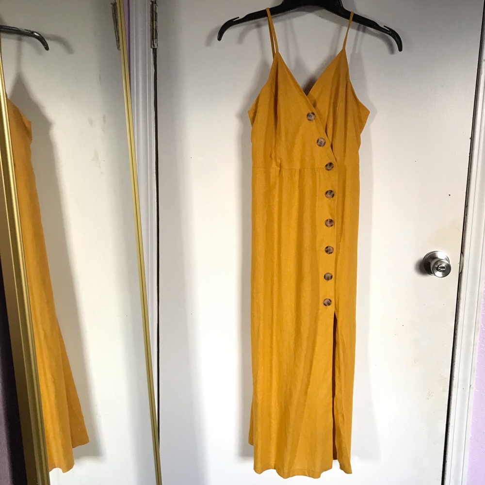 Urban Romantics Mustard Yellow Midi Dress